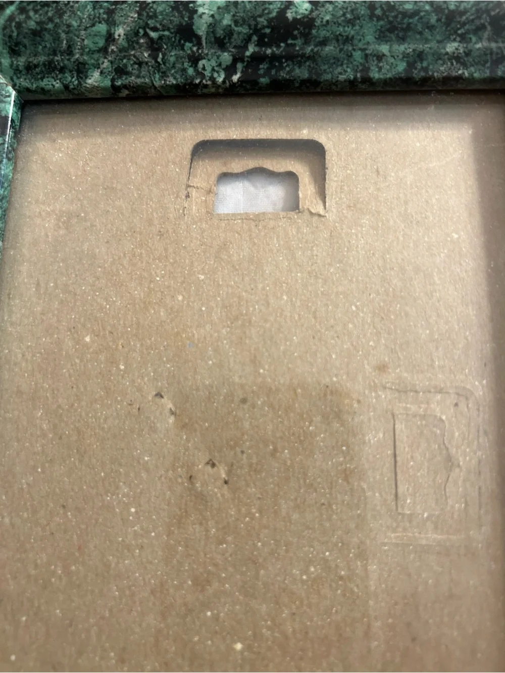 INTERCRAFT VTG DARK GREEN FAUX MARBLE PICTURE FRAME